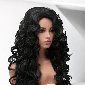 Retro glam black wig